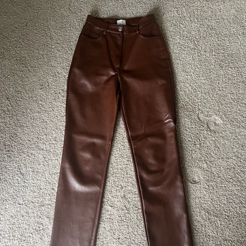 Brown Leather Melina Aritzia Pants